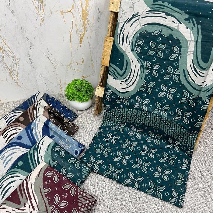 Kain Batik katun meteran motif printing modern seragam fashion ootd cewek cowok Benang
