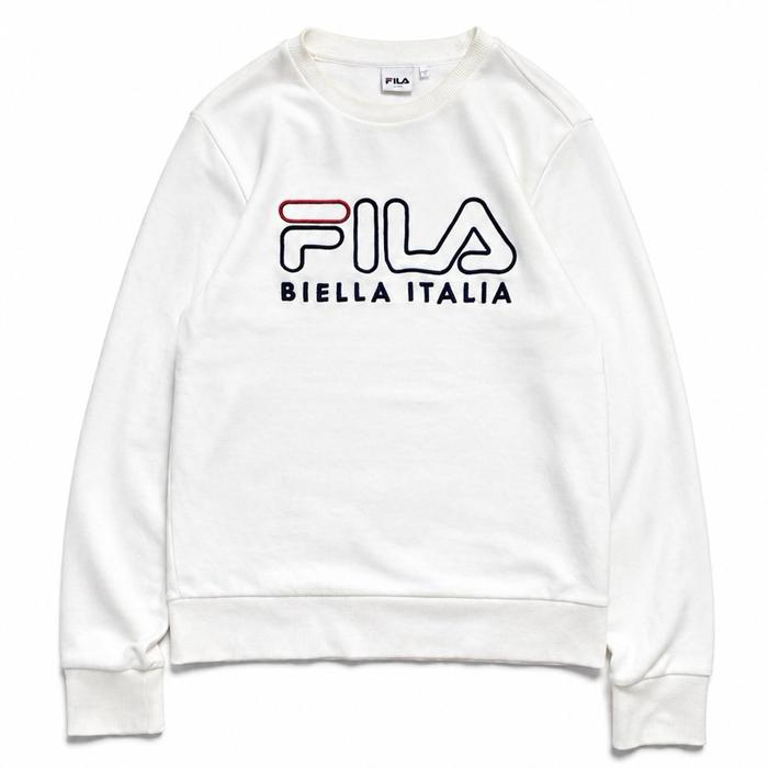 Crewneck FILA Biella Italia Putih Premium Unisex | Sweater Casual Streetwear Korean Style