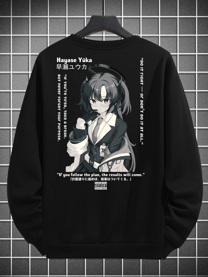 Sweater Oversize Crewneck Hayase Yuuka Blue Archive Pria/Wanita/Remaja/Dewasa Sablon Depan Belakang 