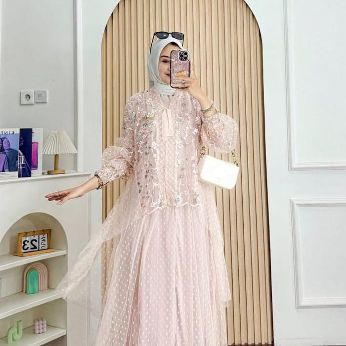 BAJU WANITA KONDANGAN TERLARIS 2025 CANTIKA DAN ELEGAN BAHAN JERSEY MIX BRUKAT TILLE PREMIUM UKURAN 