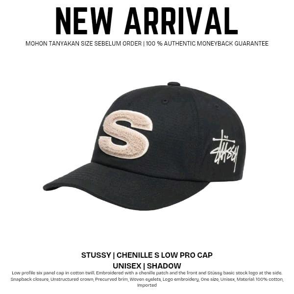 Stussy Topi Chenille S Low Pro Cap Unisex Shadow - Topi Pria Wanita dengan Logo Stussy dan Patch Che