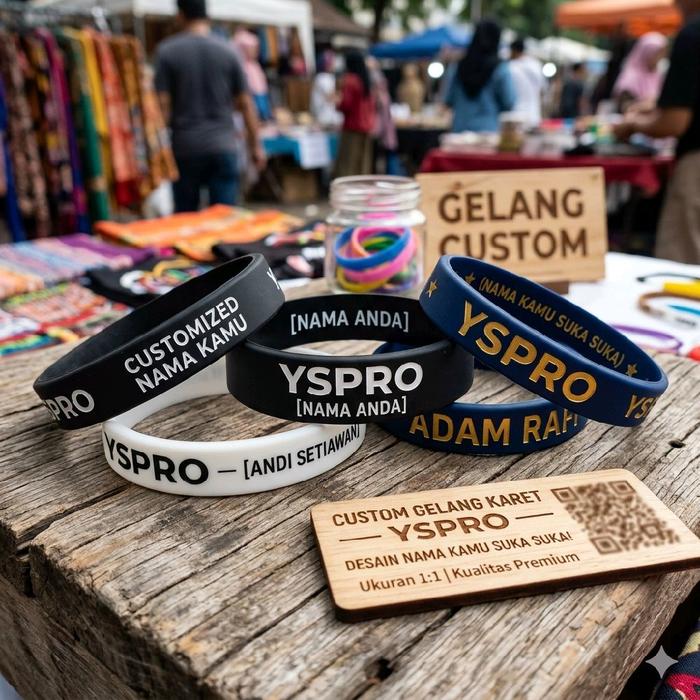YSpro Gelang Karet Customizable dengan Nama Anda Kualitas Premium Ukuran Desain Personalisasi