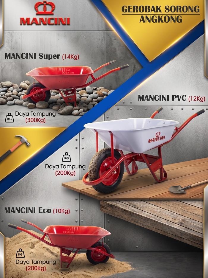 MANCINI SUPER | Gerobak Sorong | Angkong Besi | 14kg | Ban Hidup / Ban Mati