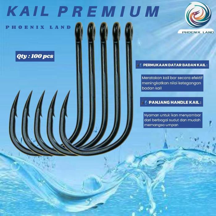 Kail Pancing isi 100PCS & 20pcs Bahan Baja Carbon Fishing Hook Tackle Kail PHOENIX LAND - 100pcs, 1#