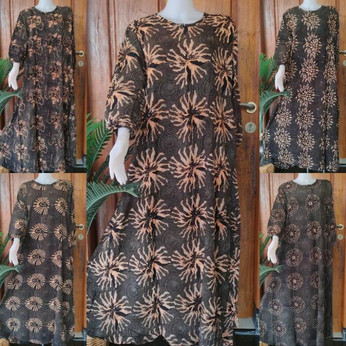 Daster Panjang Kekinian Longdres Standar Lengan Panjang Resleting Depan Batik Qonita