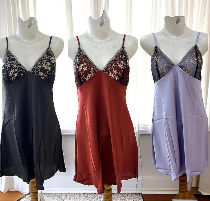 Lingerie Wanita Satin Mewah SORELLA 2996 - Model Terusan Elegan dengan Cup Busa Tipis