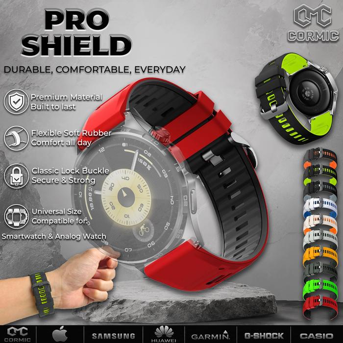 Strap Smartwatch PRO SHIELD RUBBER SPORT CormiC Tali Jam Tangan Karet 22mm 20mm Universal Size