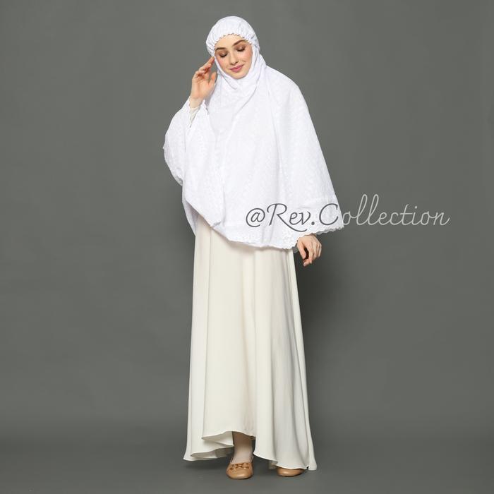 Bergo Kantong Putih Bordir Jumbo Khimar Syari Kerudung Umroh Haji