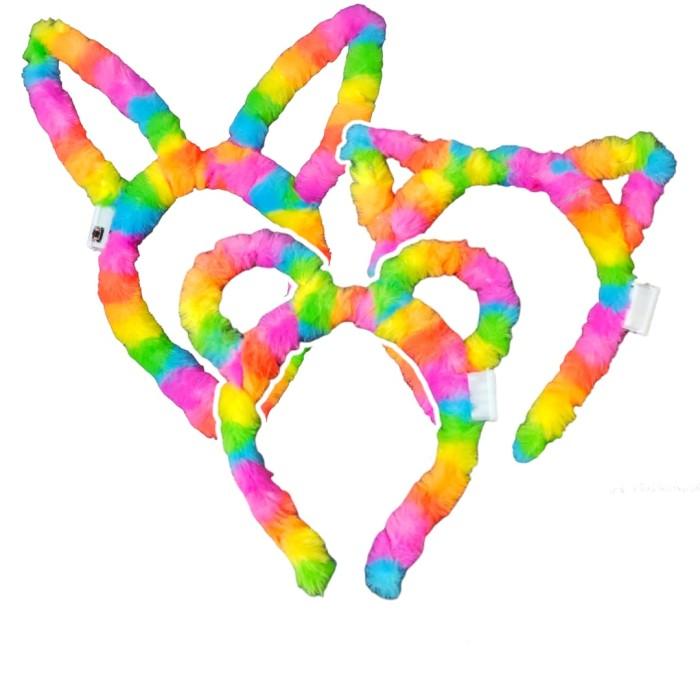 Bando Led Pesta Pelangi / Bando Kuping Kelinci / Kucing / Mickey Terbaru