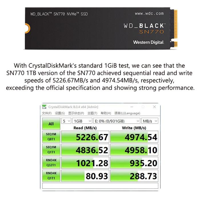 Western Digital WD BLACK 500GB 1TB 2TB SN770 NVMe Internal Gaming SSD