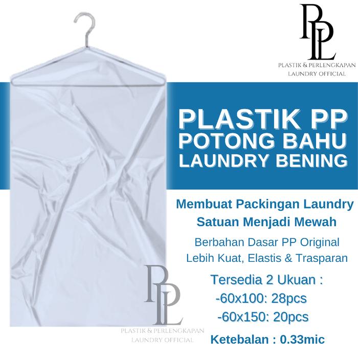 Plastik Laundry Satuan Gantung Baju / Plastik Laundry PP Cutting Bahu Bening Polos / Plastik Hanger 