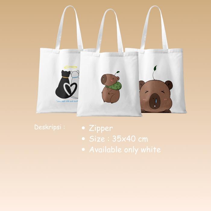 Totebag Capybara dan Kucing (SuguSato)