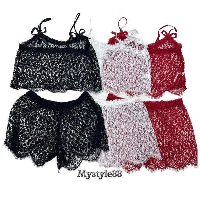 SETELAN LINGERIE TRANSPRAN Set Cami 1283 Wanita Transparan
