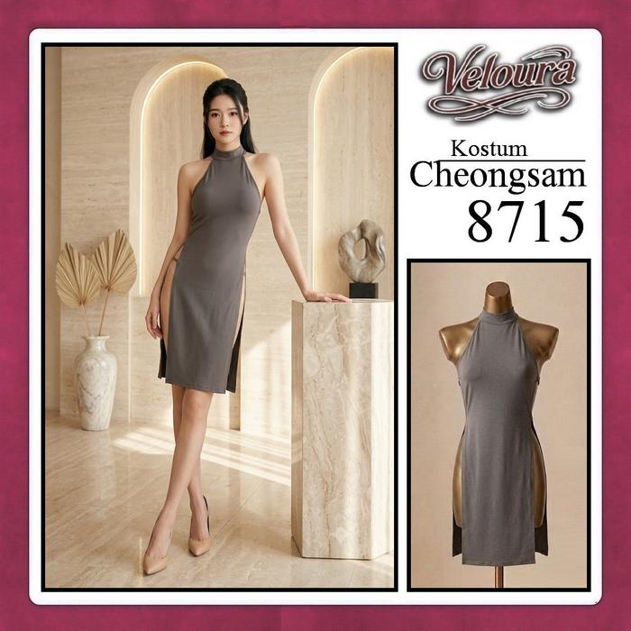 Veloura Pakaian Chongsam Mini - 8715 - Kostum Lingerie Sexy Dress model Baju China Cheongsam