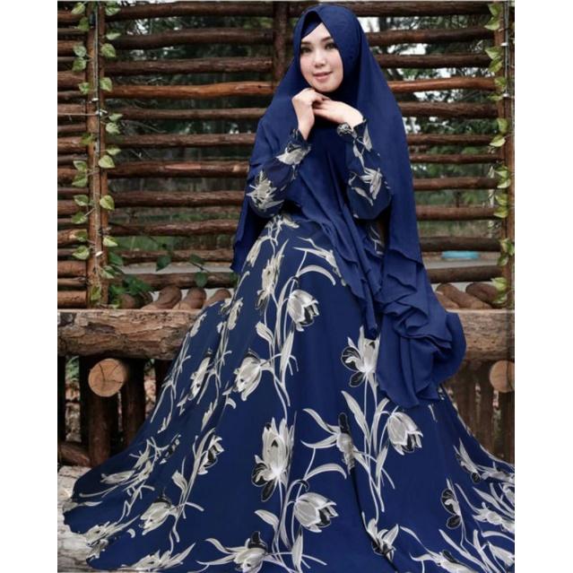 Gamis Set Khimar Arista Navy Ceruty Baby Doll