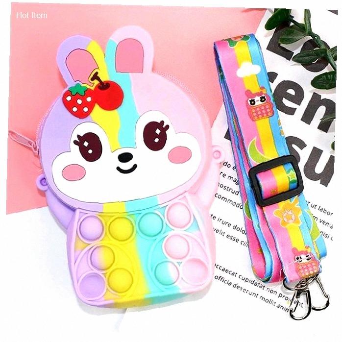 Sling Bag Tas Selempang Pop It Anak Karakter Bunny Strawberry New Model Import | best seller
