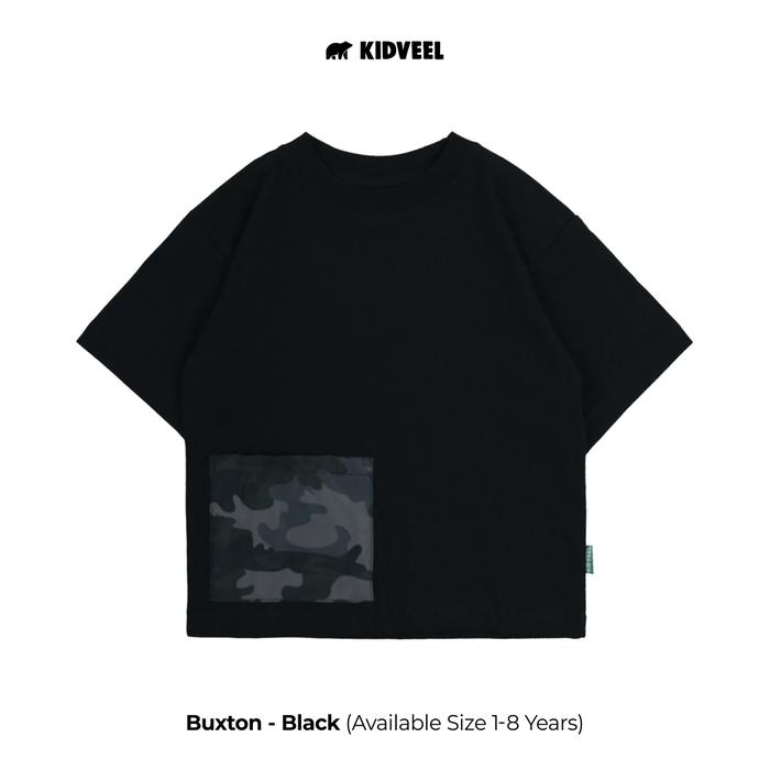 KIDVEEL Buxton Kaos Anak Oversize - T-Shirt Saku Katun Combed Laki Laki Perempuan Unisex 1-8 Tahun -