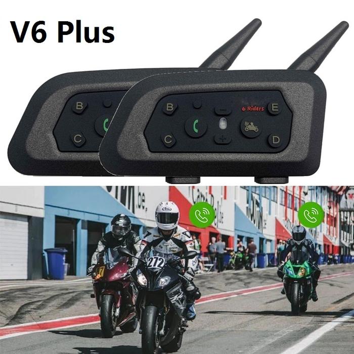 2pcs Teleheer V6 Plus Bluetooth Motorcycle Helmet Intercom Headset