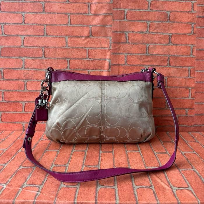 TAS SLING KANVAS KULIT WANITA COC SECOND BRANDED PURPLE / TAS SELEMPANG COC WANITA SECOND BRANDED