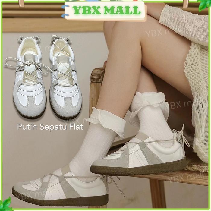 Women's flats Women's sports shoes COD Putih Sepatu Kasual Latihan Moral Datar Balet untuk Wanita 20