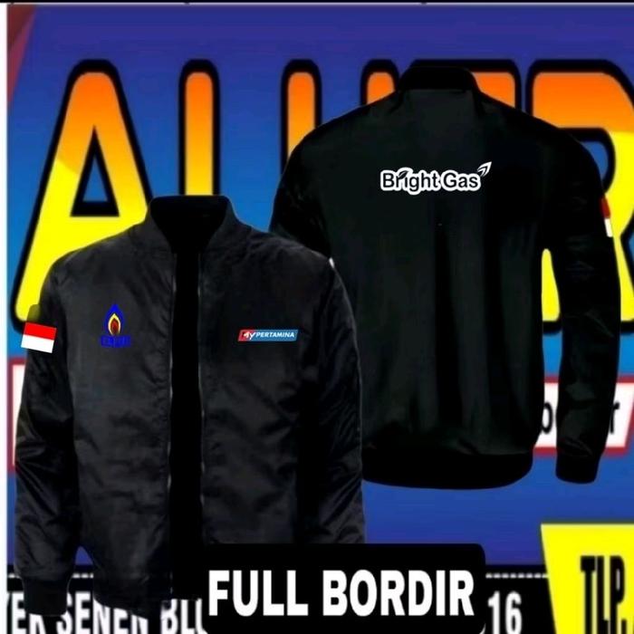 ready stok full bordir jaket bright gas Jaket bomber bright gas Jaket bordir bright jaket kerja brig
