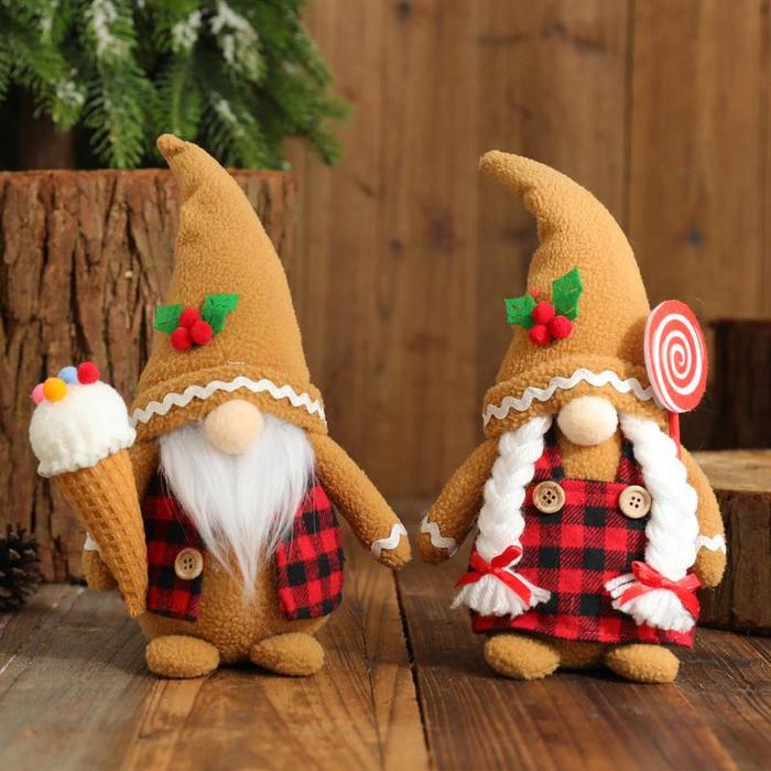 Manusia Kue Jahe Gnome Mewah Dekorasi Kurcaci Tanpa Wajah Natal