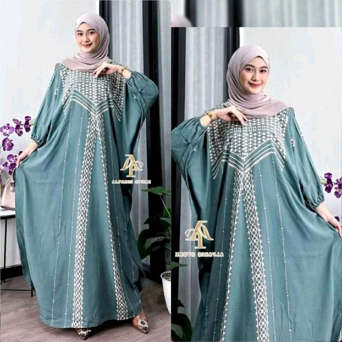 Kaftan Bulan Fadya Store All Size Jumbo - Lingkar Dada 170 cm, Panjang Badan 135-140 cm, Lengan Kare