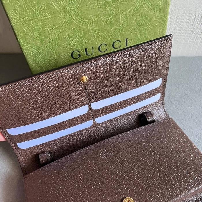 GUCCI OPHIDIA GG MINI WOC STRAP IN BEIGE/EBONY/BROWN