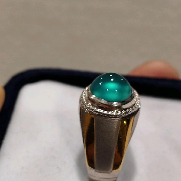 Bacan Majiko Tanah Hitam Blue Metalic Ring Perak