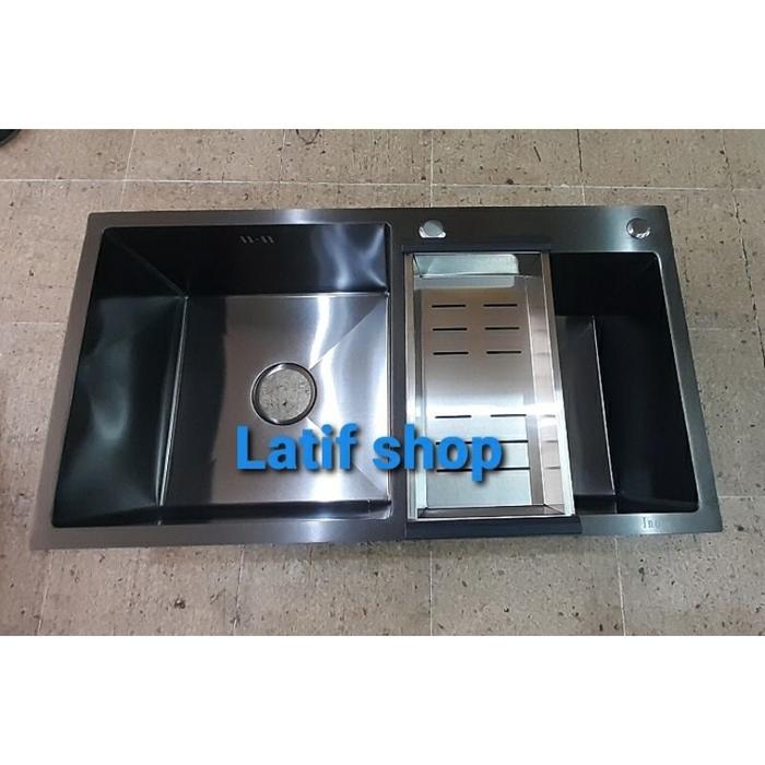 Kitchen sink inobe 8245 hitam 2 lubang / bak cuci piring inobe 8245