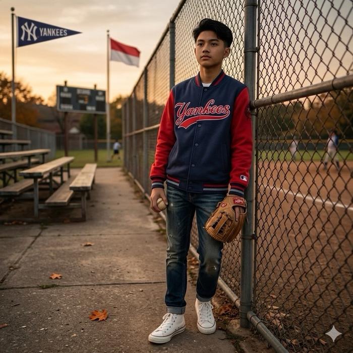 Varsity Jacket yankess MLB super cakep tebal size S super cakep banget