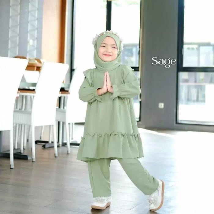 πΈ.π Natasya set kids dress anak 4-6 tahun bahan crinkle airflow premium busana muslim anak setelan