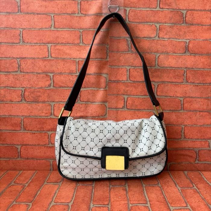 TAS SHOULDER ZARA WANITA KANVAS SECOND BRANDED WHITE / TAS TOTE WANITA ZARA SECOND