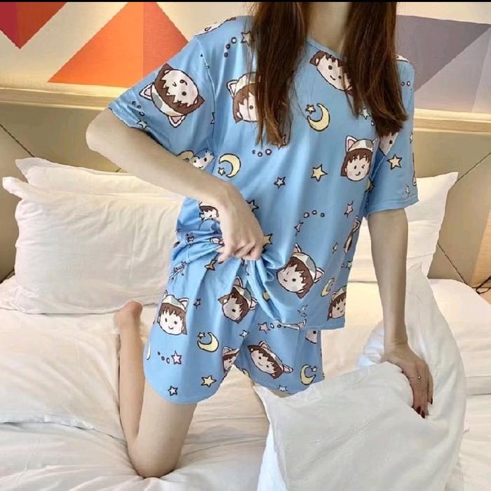 Baju tidur maruko chan wanita piyama wanita chibi maruko chan setelan tidur maruko chan