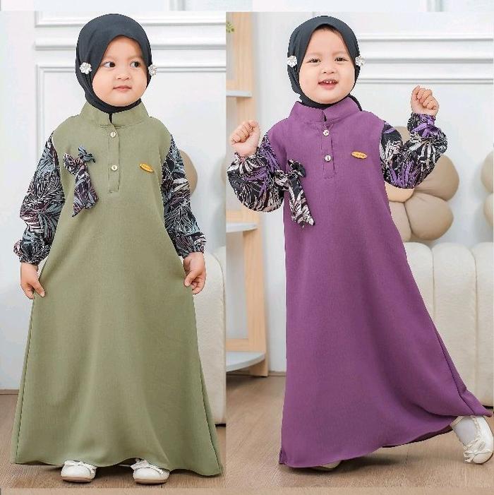 Inaya Kids Gamis Anak Usia 1-8 Tahun Terbaru Muslim Baju Dress Syari Lebaran
