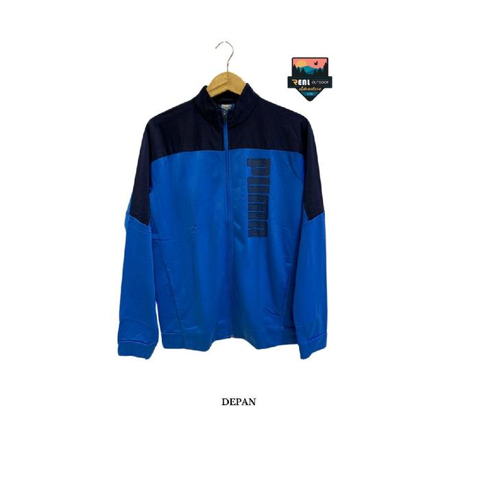 Puma Jaket Tracktop Big Logo Navy & Electric Blue untuk Pria dan Wanita