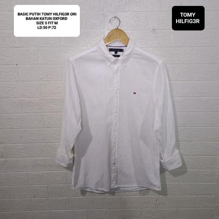 KEMEJA POLOS PUTIH OXFORD TOMMY HILFIGER ORI SIZE S FIT M