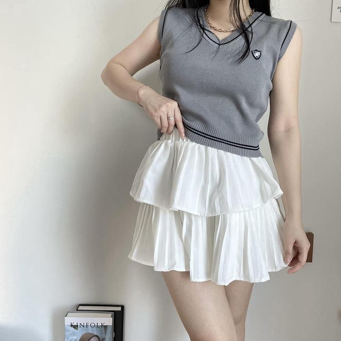 MODAMYTH HT54 - Vest Top Knit Atasan Wanita Rajut Model OLD SCHOOL KOREA STYLE ROMPI RAJUT CROP