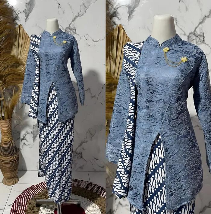 Kebaya Janggan Gadis Kretek Modern Jawa kartini Setelan Wanita Brokat Bross Rok Batik Baju Pesta Wis