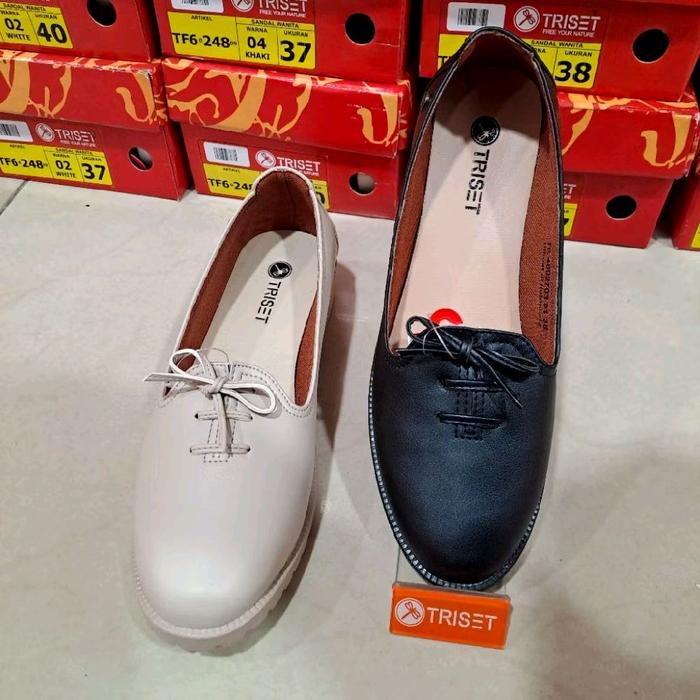 TRISET Pantofel Te4002703 - Sepatu Wanita Elegan dengan Tali Hitam dan Putih - Cocok untuk Acara For