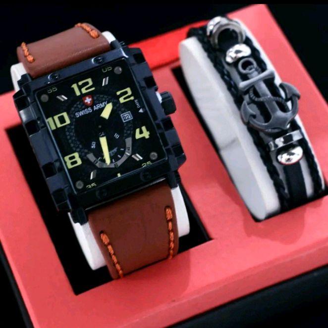 Jam Tangan Anak Pria Swiss Army Original Analog Tali Kulit Fasion.. Fashion Man