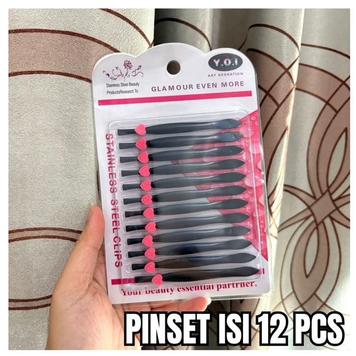 Grosir 12pcs Pinset Jenggot Stainless Serbaguna Pencabut Bulu Alis Wajah & Nail Art Tahan Lama Aman 