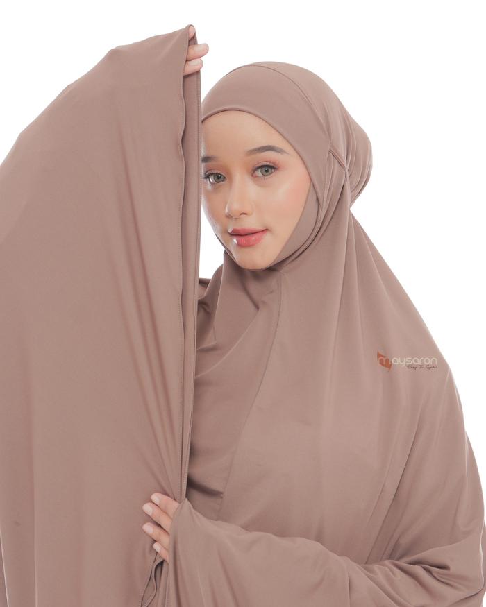 MAYSARON - Mukena Dewasa Jumbo Menutup Dagu Jersey Premium Polos Kareema Series ll Mukena Kekinian