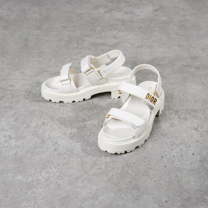 SANDAL CHRISTIAN DIOR DIORACT PLATFORM LAMBSKIN WHITE STRAP SANDAL 100% ORIGINAL