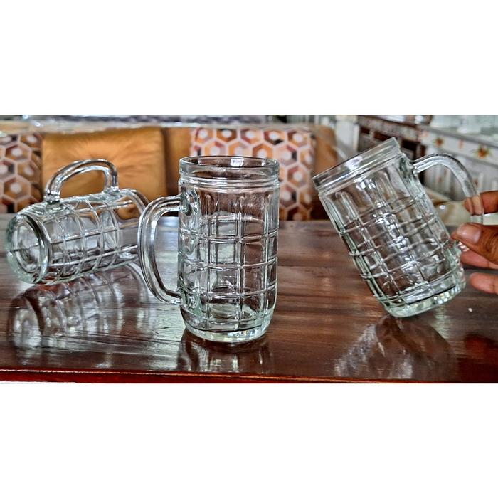 Gelas kaca garis es kelapa teh manis 6pcs tebal Original