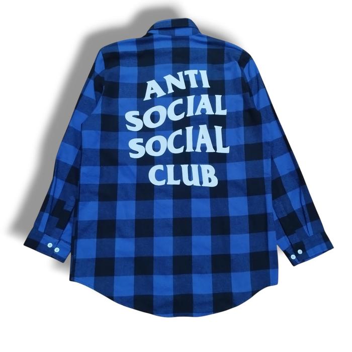 ANTI SOCIAL SOCIAL CLUB BLUE/BLACK FLANNEL LONG SHIRT | KEMEJA | BGTA