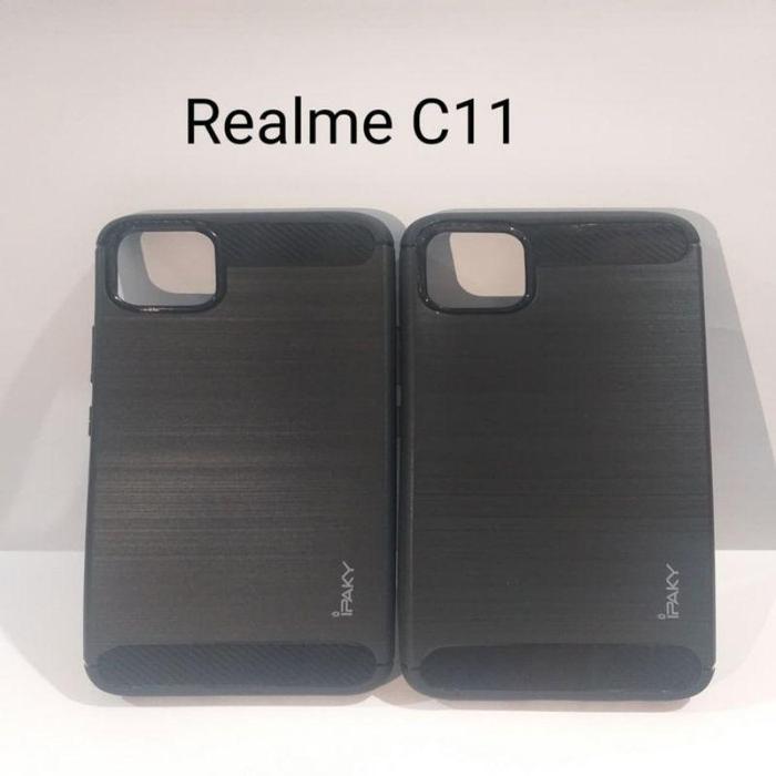 COMPATIBLE WITH REALME C11 CASE SLIM FIT CARBON SOFTCASE FIBER MULTI CARBON CASING - Hitam, Realme C