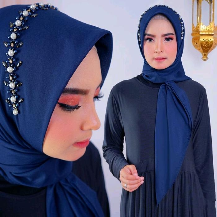 Hijab Segi Empat Payet Bando / Jilbab Segiempat Payet Mutiara / Hijab Payet Mutiara Bando / Bella Sq