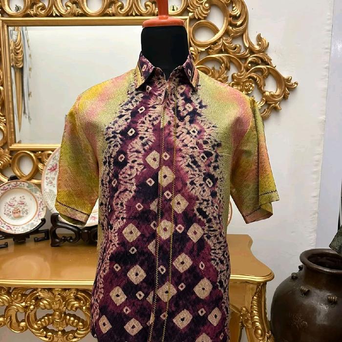 d'Attala Kemeja Pria Lengan Pendek size XL bahan jumputan Viscose khas Palembang