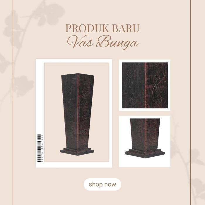 Vas Bunga / Pot Bunga Untuk Bambu Ulir Tinggi 50 Cm - Model Kayu Ukir